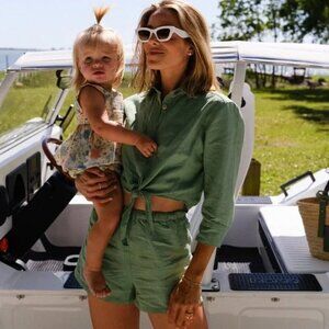 New Julia Berolzheimer x Hermoza Linen Blend Elastic Waistband Shorts NWT Medium